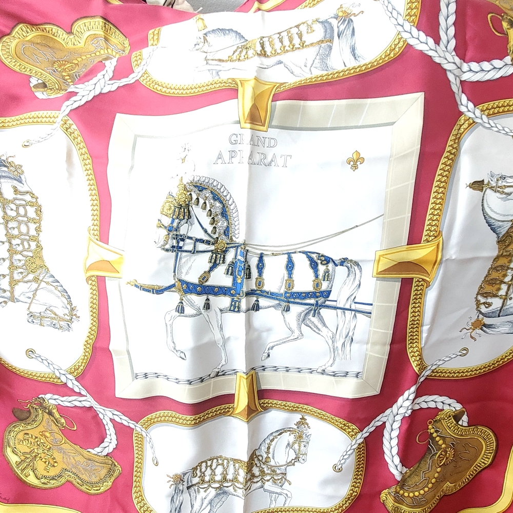 Hermes Silk Scarf in Fuscia, Yellow, White - Picture 3 of 11